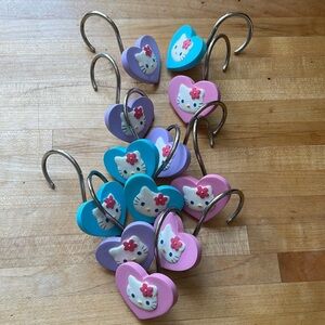 Hello Kitty shower curtain hooks pink purple blue 12 pieces
